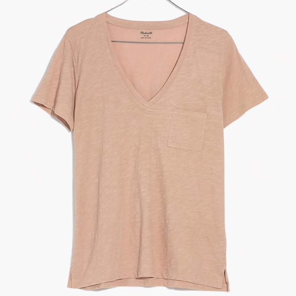 Madewell Whisper Cotton V-Neck Tee in Sandstone